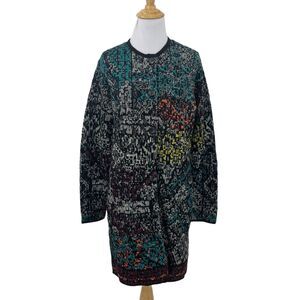 J.Jill Longline Coatigan Womens XS Extra Small Wool Blend Button Front Art Wear